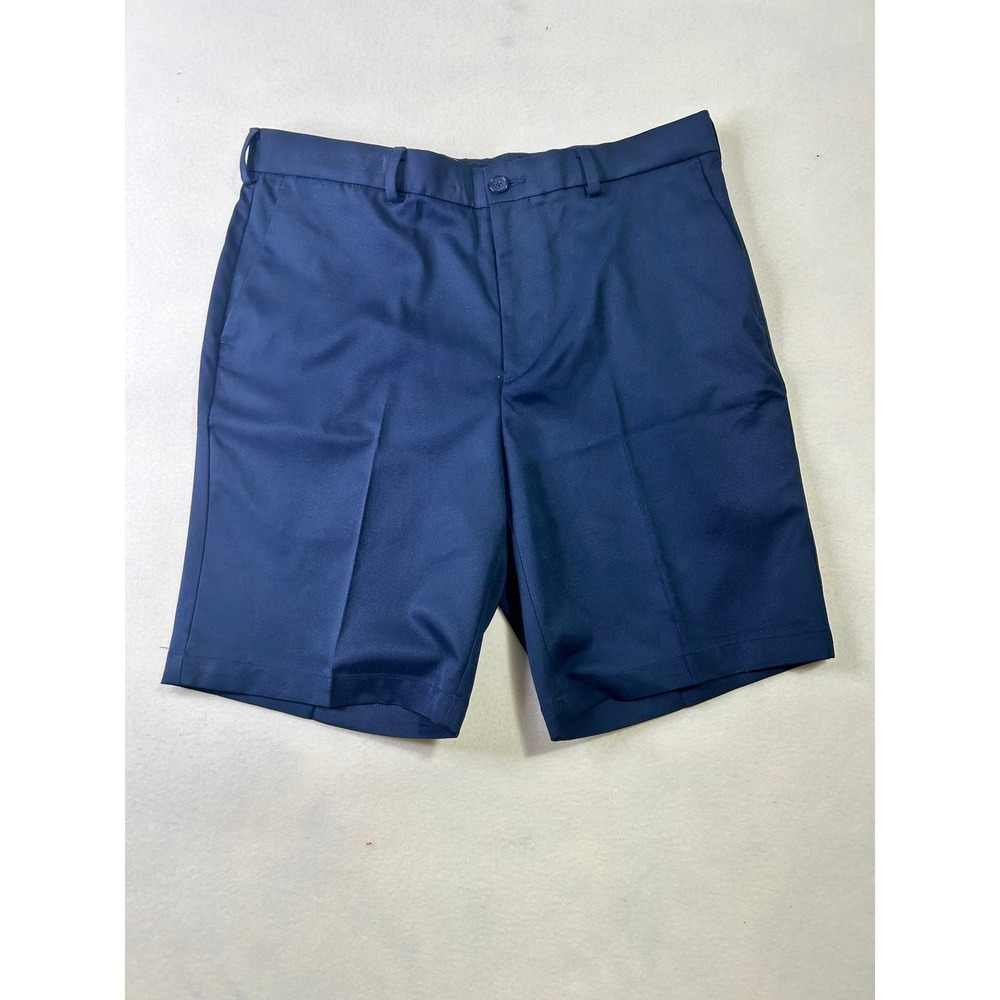 Roundtree & Yorke Mens Size 34 Navy Blue Golf Shorts CoreComfort Flat Front